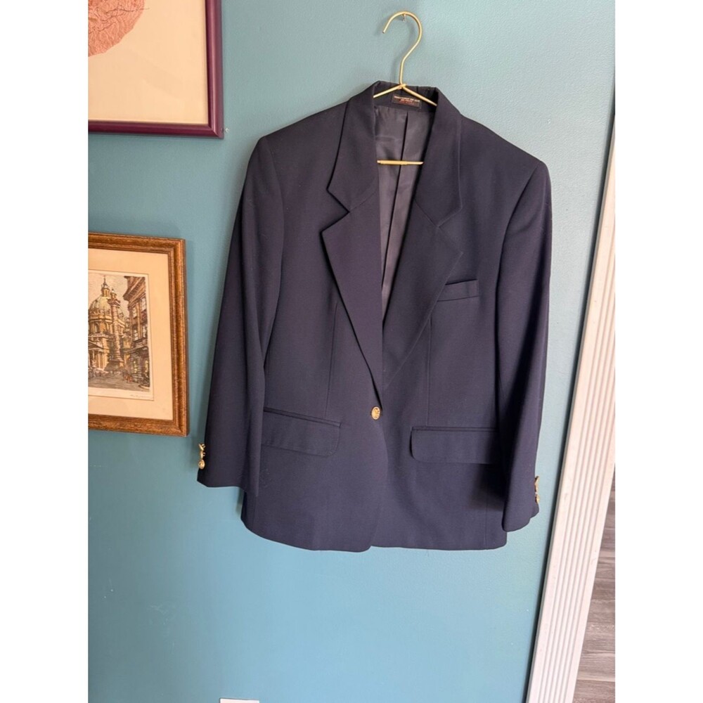 Lady Bowdon Classic Navy Single-Button Women's Blazer with Gold Buttons